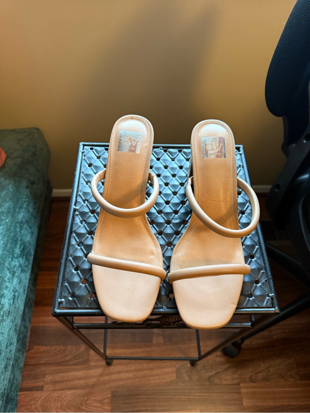 DV by Dolce Vita Tan Double-Strap Square-Toe Slide Heels
